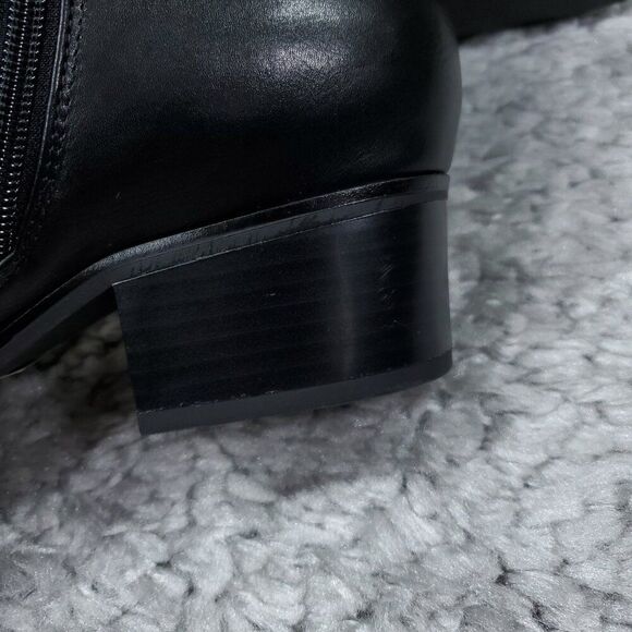 READ Lane Bryant 10 Wide Ankle Boots Booties Faux Leather Block Heel Black 10W - Picture 6 of 12